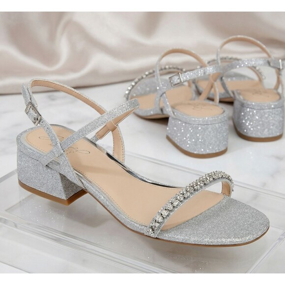 Badgley Mischka Shoes - Jewel Badgley Mischka Aaliyah Block Heel Sandal SILVER SZ 7.5